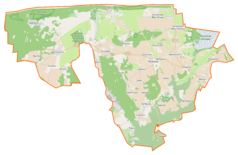 Mapa konturowa gminy Krokowa, na dole po prawej znajduje się punkt z opisem „Diabelski Kamień”