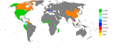 Land hvor Cynthia (grønt) er mye brukt