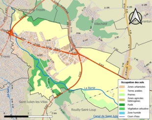 Carte en couleurs présentant l'occupation des sols.