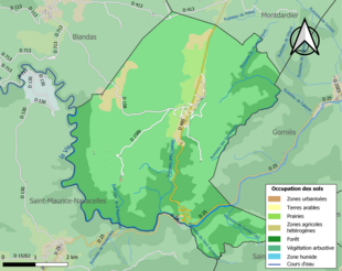 Carte en couleurs présentant l'occupation des sols.