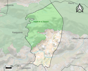 Carte de la ZNIEFF de type 1 sur la commune.