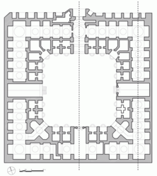 A sample floor plan of a caravanserai.