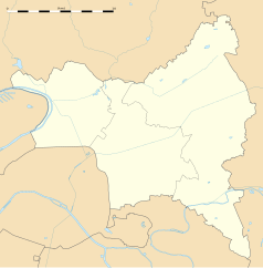 Mapa konturowa Sekwana-Saint-Denis, na dole nieco na prawo znajduje się punkt z opisem „Rosny-sous-Bois”