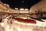 The Sferisterio of Macerata, Italy, by night.