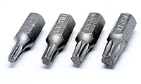 Torx-bits i størrelsene T15, T20, T25, og T30