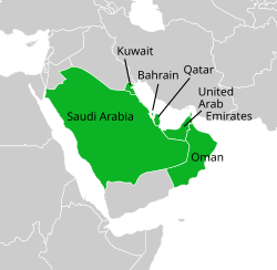 Map indicating GCC members