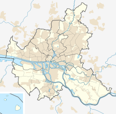 Mapa konturowa Hamburga, po prawej znajduje się punkt z opisem „Hamburg-Ost”