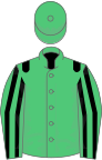 Emerald green, black epaulets, striped sleeves, emerald green cap