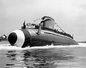 バーベル (SS-580) の進水式（1958年7月19日、ポーツマス海軍造船所）