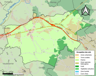 Carte en couleurs présentant l'occupation des sols.