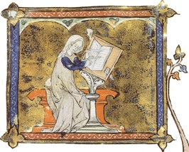 Marie de France, illustratie uit een manuscript