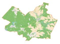 Mapa konturowa gminy Narol, na dole nieco na prawo znajduje się punkt z opisem „Dolinki”