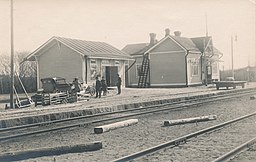 Järnvägsstationen i Täkter år 1920.