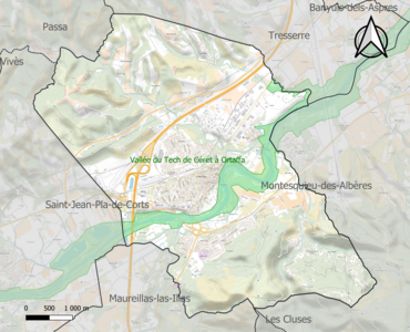 Carte de la ZNIEFF de type 1 sur la commune.