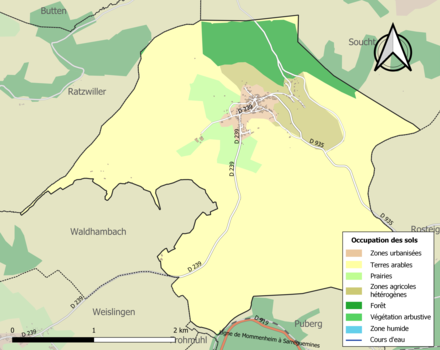 Carte en couleurs présentant l'occupation des sols.