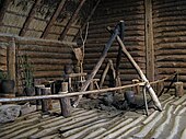 The interior of a hut