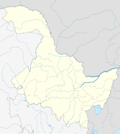 Mapa konturowa Heilongjiangu, w centrum znajduje się punkt z opisem „Yichun”