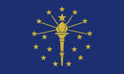 The Indiana state flag as designed by Paul Hadley. Used from May 11 to May 31, 1917, with the state name omitted.[14][15]