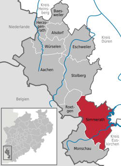 Elhelyezkedése Städteregion Aachen térképén