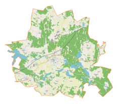 Mapa konturowa gminy Barczewo, po prawej znajduje się punkt z opisem „Kromerowo”