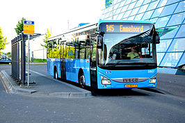 Bus (Iveco Crossway) in Lelystad, als lijn 345 richting Emmeloord