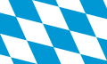 A variant Flag of Bavaria, an array of 21 or more lozenges bendwise of blue and white (blazoned as a field "fusilly in bend" or sometimes "bendy lozengy").