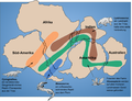 Distribution of Lystrosaurus (brown) in the Gondwana supercontinent.