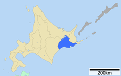 Kushiro'nun Hokkaidō'daki konumu