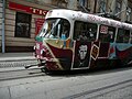 Portrait de Roman Choukhevytch sur le tramway de Lviv en 2008.