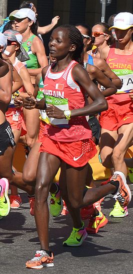 Tijdens de marathon op de Olympische Spelen van 2016.