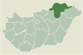 Location of county in Hungary