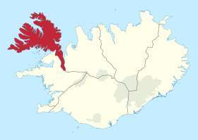 Localização da Região dos Fiordes Ocidentais na Islândia