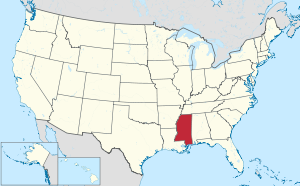 Map of the United States highlighting Mississippi