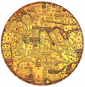 Mappamondo Borgiano, also known as "Tavola di Velletri", consisting of two copper tablets (1430)