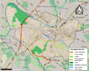 Carte en couleurs présentant l'occupation des sols.