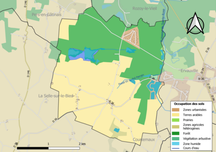 Carte des infrastructures et de l'occupation des sols de la commune en 2018 (CLC).