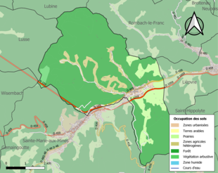 Carte en couleurs présentant l'occupation des sols.