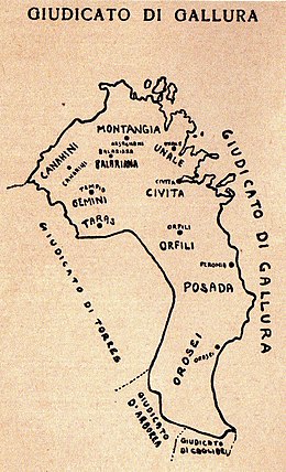 Judicadu de Gaddura - Mapa