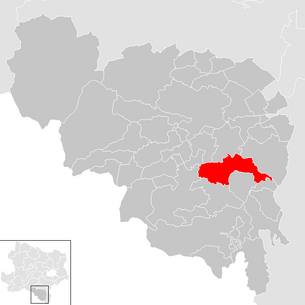 Lage der Gemeinde Warth (Niederösterreich) im Bezirk Neunkirchen (anklickbare Karte)