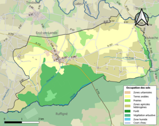 Carte en couleurs présentant l'occupation des sols.