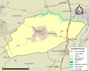 Carte en couleurs présentant l'occupation des sols.