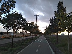 A bicycle lane on the southern foothill of the Binalud Mountain Range (Bagrud Road of Neyshabur, May 2022)