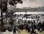 Pjēra Ogista Renuāra glezna — Slidotāji Buloņas mežā (Les patineurs à Longchamp) (1868).