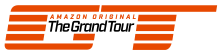 An image of the programme's logo, consisting of the letters GT inside of which is the text Amazon Original surmounting the words The Grand Tour. The letters GT are in the form of five horizontal red bars. Amazon Original is also red, and all uppercase letters. "The Grand Tour" is in black, title case lettering.