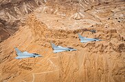 Eurofighter der Royal Air Force vor der Festung Masada während Blue Flag 2021