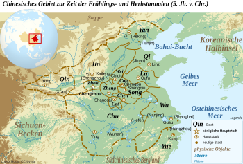 China in der Spätphase der Frühlings- und Herbstannalen, Yue und Wu befinden sich im Südosten