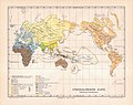 Exemple de classificacion complèxa de 1885-1890 basada sus l'existéncia de tres raças principalas (Blancs, Negres, Jaunes) devesidas en plusors sosraças.