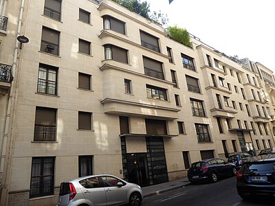 Rue Henri Heine no. 3–5 in Paris by J.J. Ory (2001), a neo-Art Deco building[164]