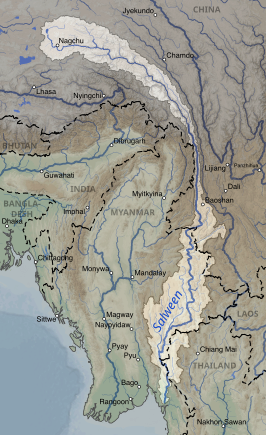 de Salween met zijn stroomgebied