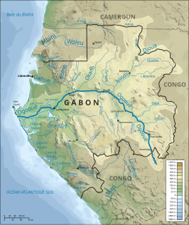 Kaart van de rivieren in Gabon